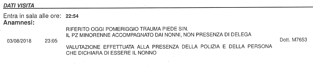 Visitato in presenza della polizia.